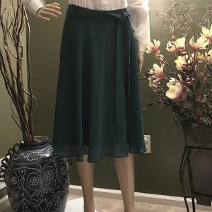 🎄ANN TAYLOR Teal Chiffon A-Line Skirt Sz.12~NWT!